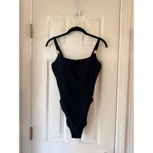 L'AGENCE Black One Piece Swimsuit Gold Medallion LG5AF05 Size Medium